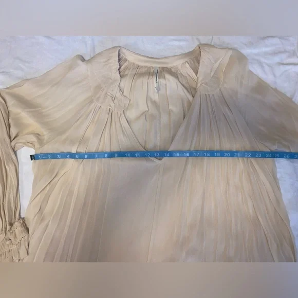 Anthropologie Long Sleeve Sheer Pleated Midi / Maxi Dress - Picture 6 of 8